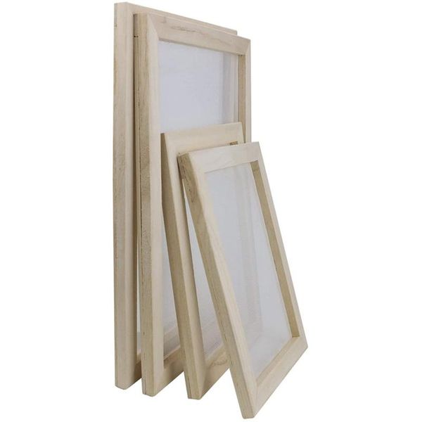 

frames 4 pack wooden paper making mould frame, screen printing frame for diy craft and dried flower handcraft, 2 size