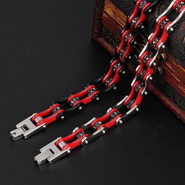 

link, chain korean version of the personality titanium steel motorcycle bracelet boys punk fashion men's bicycle, Black