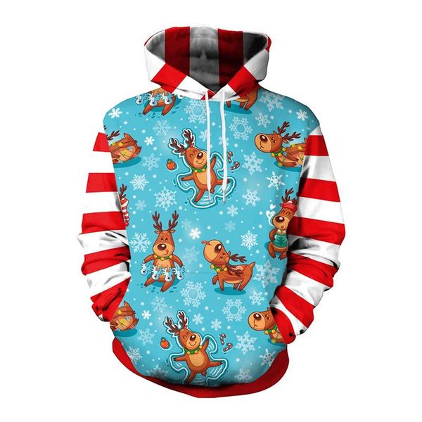 

men's sweaters men women reindeer ugly christmas sweater novelty hoodies 3d printed graphics pockets pullover sweatshirts xmas jumper, White;black