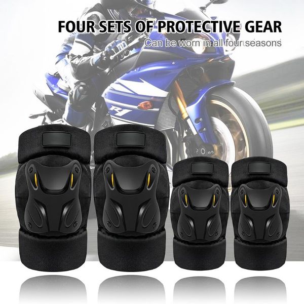

motorcycle electric bike knee elbow pads with reflective strip protective gear set for cycling biking riding sports &, Black;gray