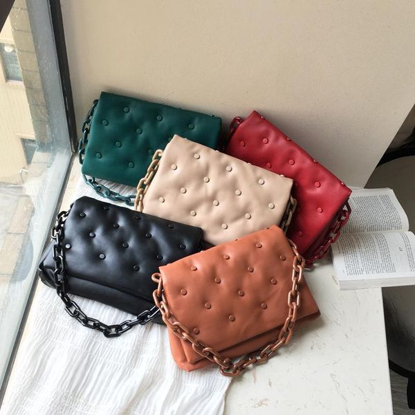 

evening bags fashion rivet women shoulder bag brands designer chains crossbody for 2021 large capacity flap purse handbag ladies