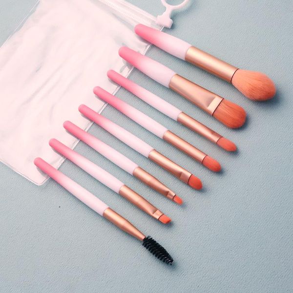 

makeup brushes 8pcs graduated color set face eye lip eyeshadow eyebrow comb eyelash spoolies foundation powder brush tools