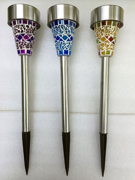 

lawn lamps 3pc/set solar stainless steel light mosaic lights outdoor led lighting garden landscape