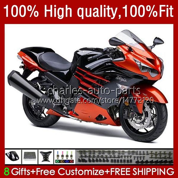 Einspritzverkleidungen für KAWASAKI NINJA ZZR1400 ZZR 1400 CC ZX 14R 14 R 12-17 5No.38 ZZR-1400 ZX14R 12 13 14 15 16 17 ZX-14R 2012 2013 2014 2015 2016 2017 OEM-Karosserien orange schwarz