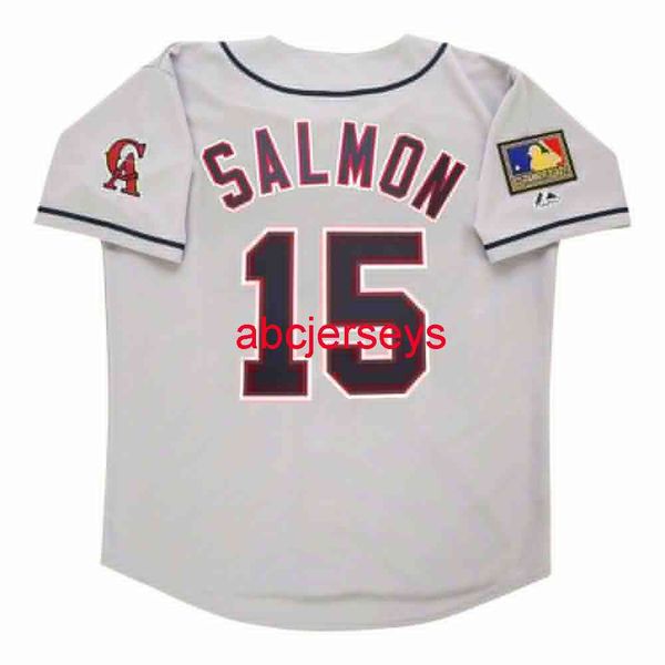 

stitched custom tim salmon 1994 grey road jersey w/ 125th patch add name number baseball jersey, Black