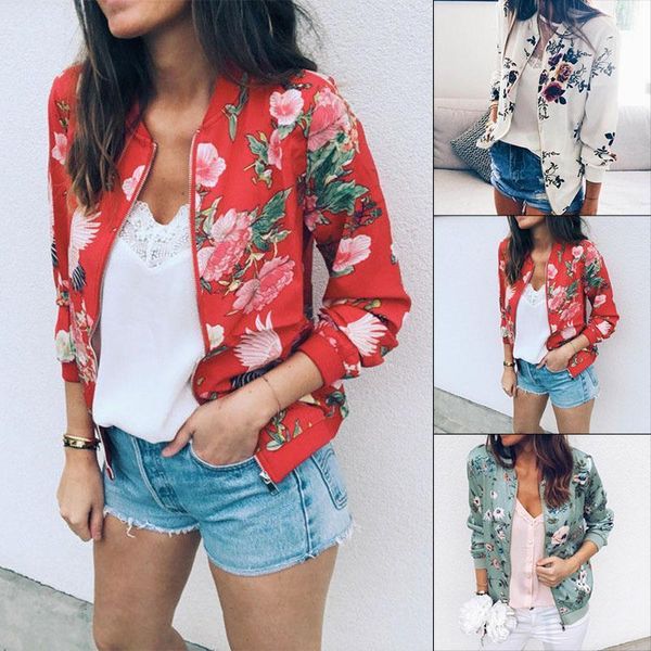 

autumn female short baseball jackets women zipper casual loose eleagnt retro flower printed coat outwear 2xl 3xl women's, Black;brown