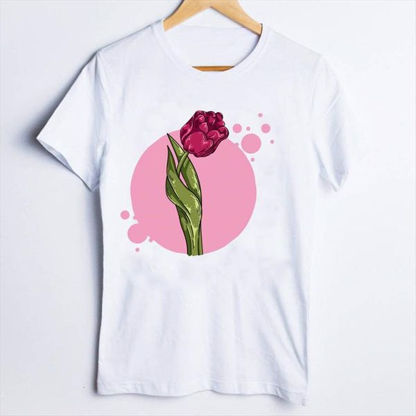 

tees print cartoon sweet womens t shirts love floral flower 90s style clothes lady clothing female, White