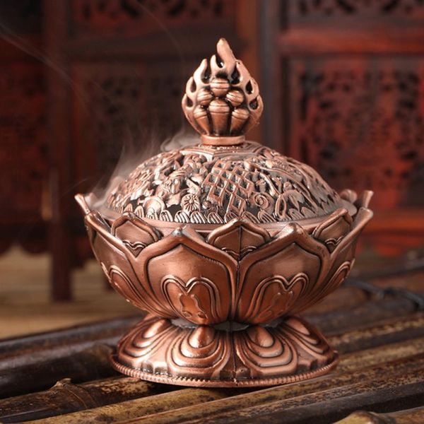 

fragrance lamps lotus incense burner decorative crafts alloy trumpet golden