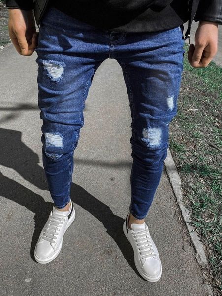 

men ripped skinny jeans without belt b5ry#, Blue