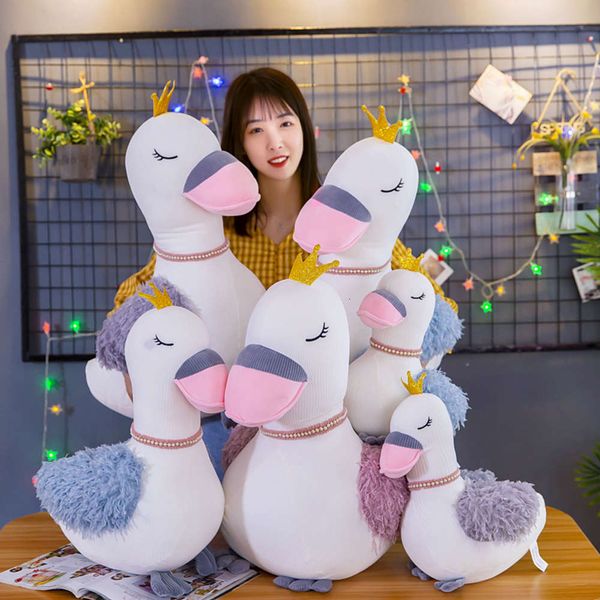 

creative plush toys crown swan doll toy pillow doll, Blue