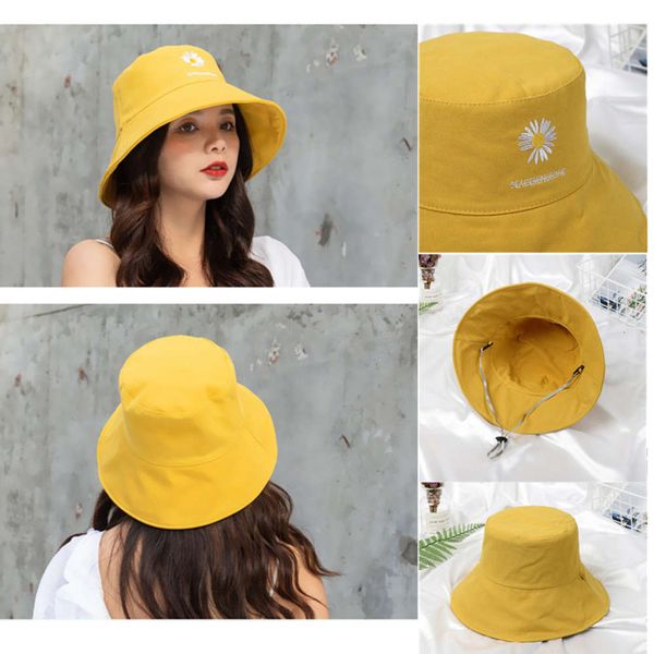 

sun hat female summer sunscreen net red sun brim basin double sides can wear foldable little daisy fisherman hat, Blue;gray
