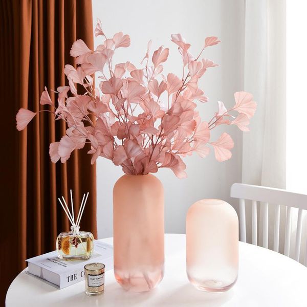 

vases nordic ins pink glass vase simple hydroponic flower transparent living room light luxury frosted home decoration