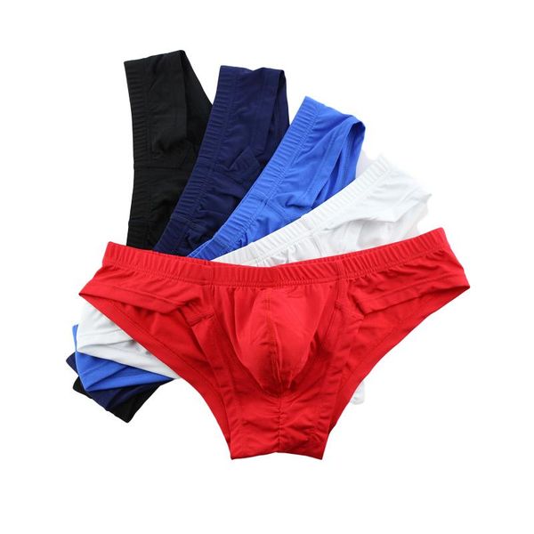 

underpants 5pcs men underwear ice silky solid briefs low waist breathable lingerie man bikini brief jockstrap pouch panties, Black;white