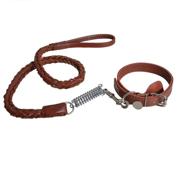 

leather dog collars leash set personalized customized dogs 2 layer for small medium large & leashes