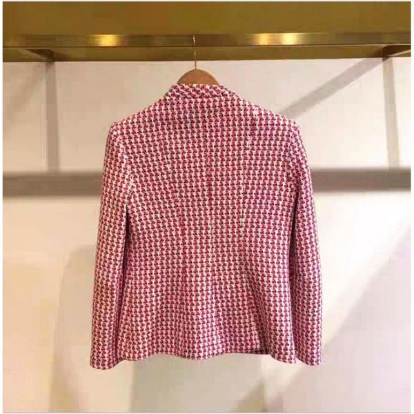 

women's jackets autumn woman vintage red coat houndstooth slim woolen office ladies french brand pocket jacket women, Black;brown