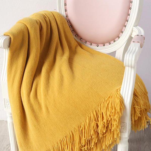 

knitted decorative throw blanket with tassel for bed/sofa/office/camping/travel/nap blankets