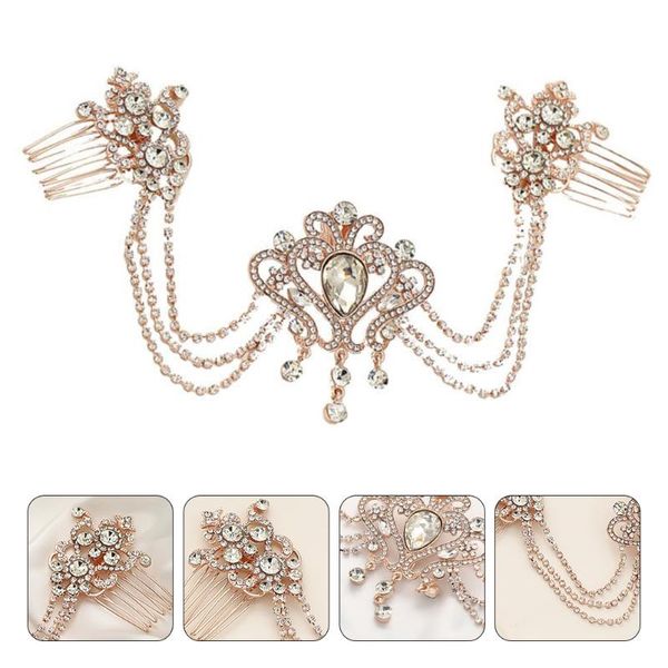 

hair brushes women rhinestone chain comb bridal jewelry decor wedding headdress, Silver