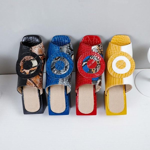 

sandals 2021 summer fashion fishmouth slipper thick heel color large 614-3, Black