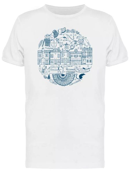 

italy tourism round frame tee men's -image by shutterstock, White;black