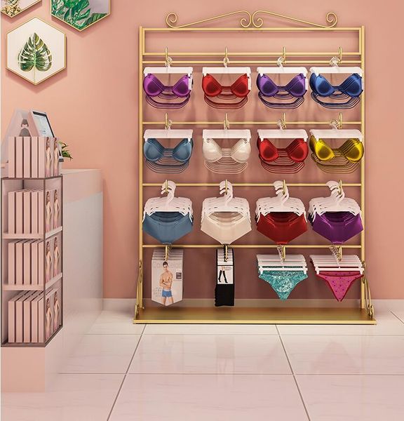 

storage baskets golden display rack, supermarket shelf, high-end combination bra rack against the wall, underwear, multi-layer socks