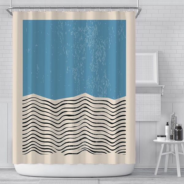 

shower curtains home simple color line digital printing curtain, waterproof polyester bathroom curtain manufacturer
