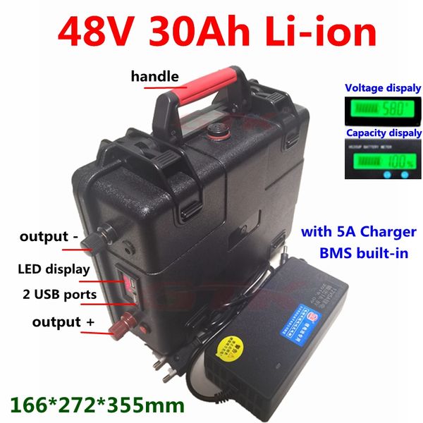 48 V 30AH 20AH Lityum İyon Pil Paketi BMS 13s Li İyon Pil 2000 W 1500 W Motosikletler Scooter Motor E-Bike + 5A Şarj