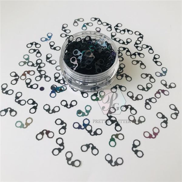 

prettyg 1 box handcuffs shaped holographic glitter sequins for resin diy making art craft nail makeup decoration accessories, Silver;gold