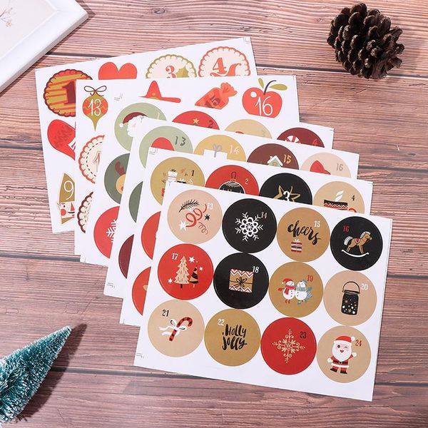 

gift wrap 24pcs/sheet merry christmas stickers animals snowman trees decorative for diy baking package envelope decoration