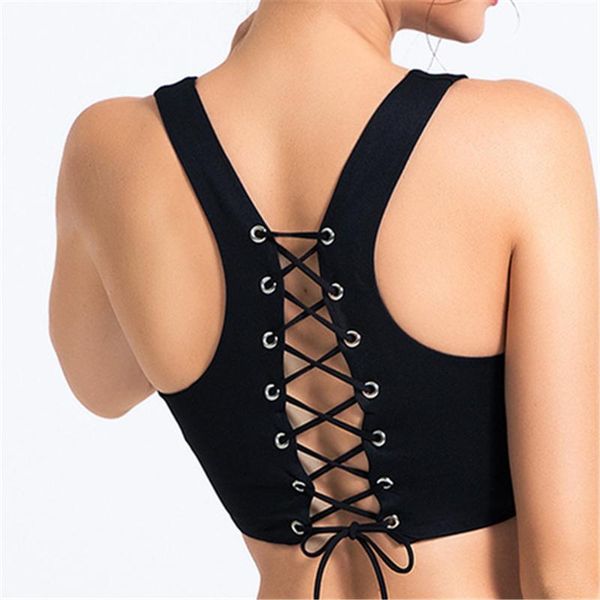 

gym clothing colorvalue straps adjustable yoga bra beauty back crop shockproof running high impact workout sports, White;black