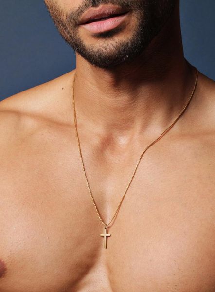 

chains men's stainless steel cross personality trend necklace-men's gold pendant necklace jewelry gift, Silver