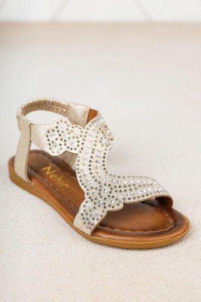 

sandals gold cubic zirconia female child, Black