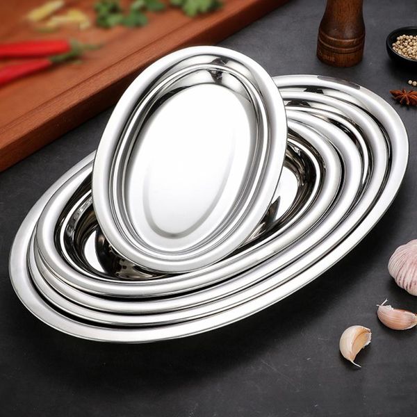 

dishes & plates stainless steel oval plate steaming fish snack dessert serving dining container kitchen tableware