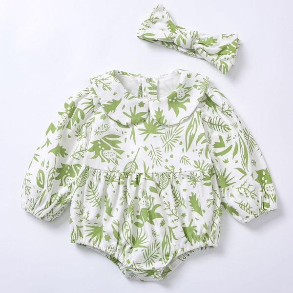 

jumpsuits baby romper + bow hair accessories 2021 brand autumn born girls kids long sleeve play-suit jumpsuit leaves clothes, Blue