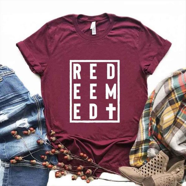 

redeemed rustic cross square women t shirts print cotton funny yong girl tee 6 color a 1168, White