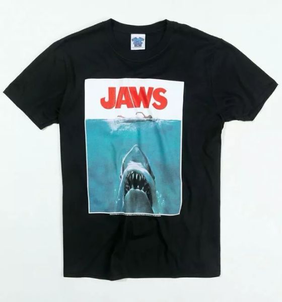 

official men's jaws shark black t-shirt, White;black