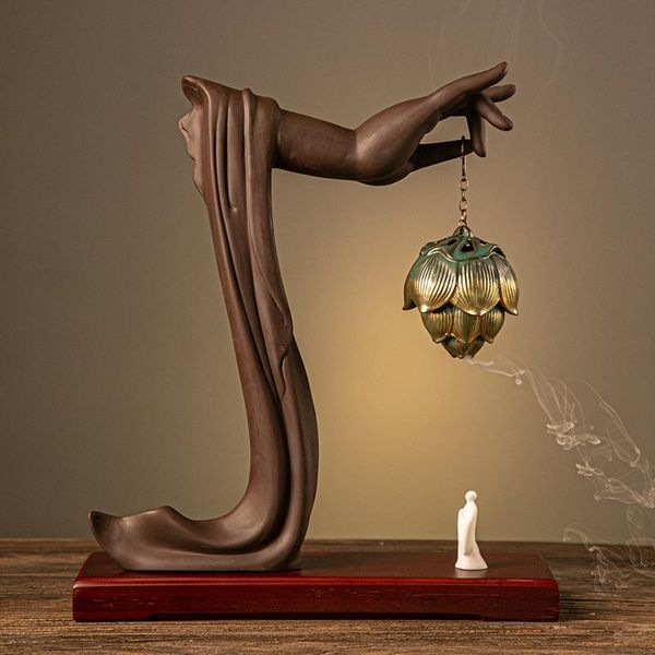 

backflow hanging incense burner ceramic lotus indoor sandalwood reverse holder bedroom bruleur encens home decor df50xxl fragrance lamps