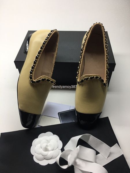 

dress shoes leather comfortable women's shoes chain round head low heel single outsole, Black