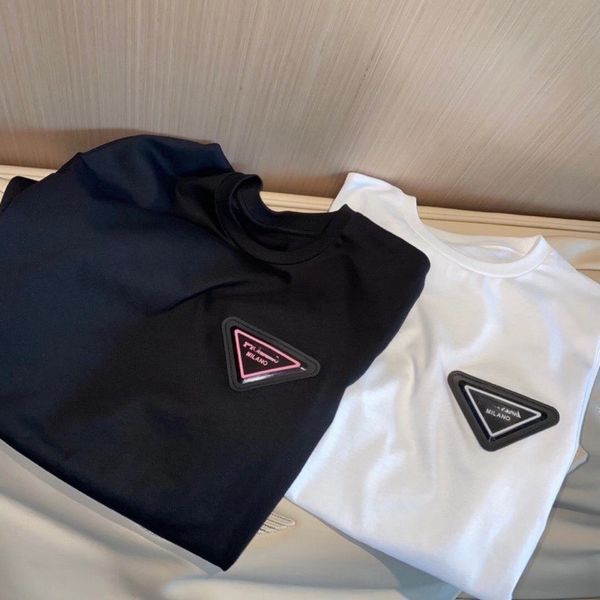 

luxury brand t shirt and polos 21 autumn new short sleeve pda inverted triangle leather label young fashionable fabric skin fri, White