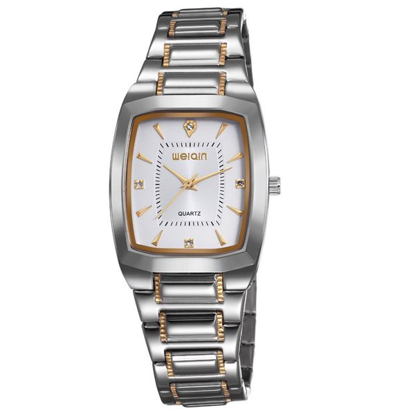 

weiqin classic wine barrel watch men's business steel belt waterproof quartz high grade couple women's 0098, Slivery;brown