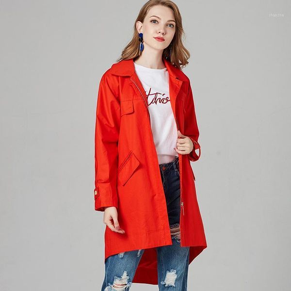

women's trench coats orange red irregular classic long women abrigos mujer invierno large pocket sleeve maxi d70011 o79w, Tan;black