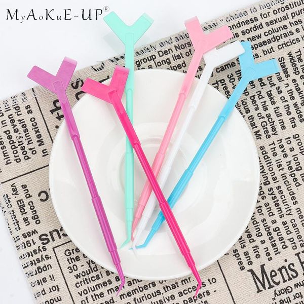 

makeup brushes 10pcs multifunction mini y shape comb plastic fake eyelash perming stick tool glue spoon lashes brush lash lifting curler