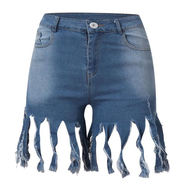 

women's jeans shorts women casual pocket summer girl short denim female pockets wash tassel pants dropship, Blue