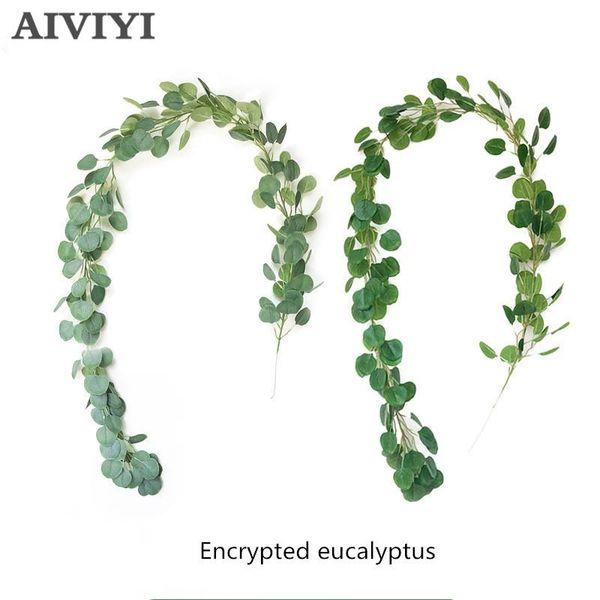 

simulation plant eucalyptus round leaf leaves rattan home wedding party decoration decorative flowers & wreaths