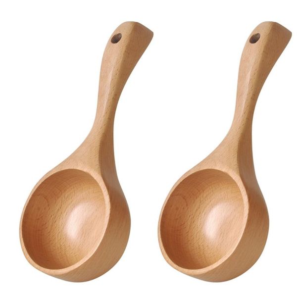 

spoons 1pc wooden rice coffee bean scoops practical water ladles (log color)