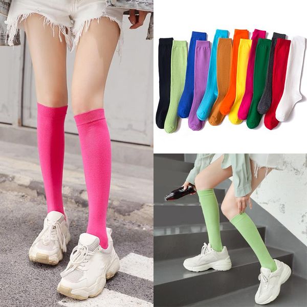 

socks & hosiery candy color casual stockings knee women highs knee-high calf length soft girls, Black;white