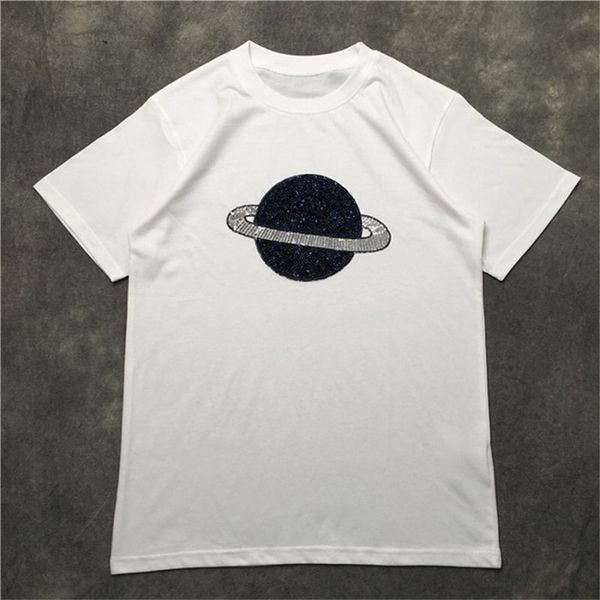 

street fashion famous mens t shirt 2020 planet printed couples pullover polos short sleeve shirts men women style hip hop tee, White;black