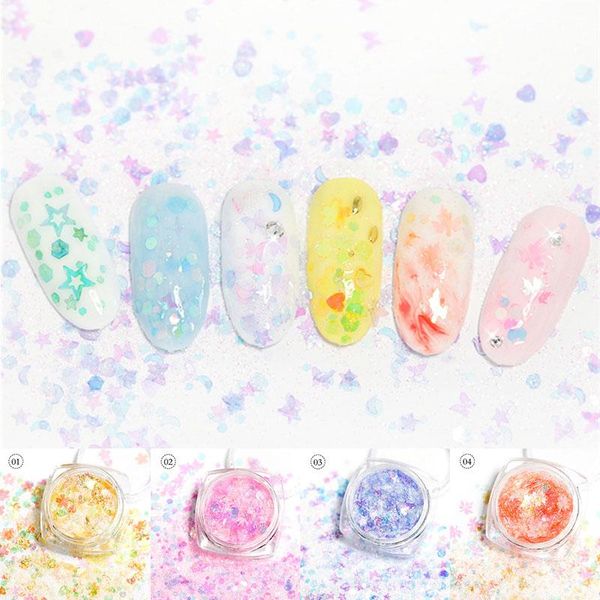 

nail glitter 3d laser sequin star shape dream mixed colorful shiny flakes sliders dust for manicure art decorations, Silver;gold