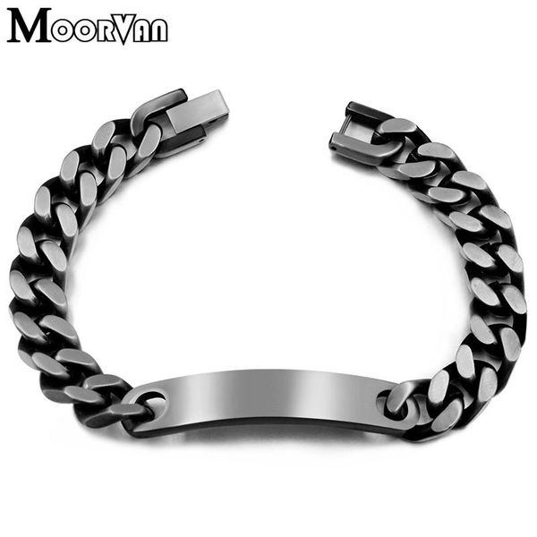 

link, chain present jewelry promotion neo-gothic bracelet punk vintage jewellery retro,custom id,stainless steel men women b411, Black