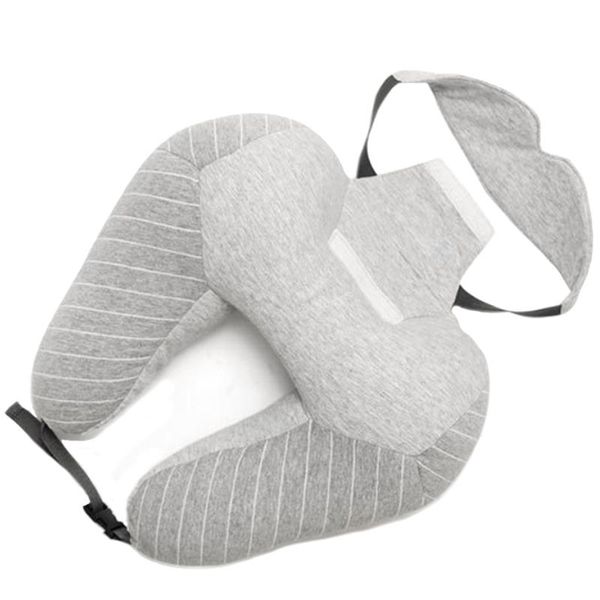

pillow fashion u shape car neck pillows +eye mask plaid waist cushion travel for airplane office sleep home