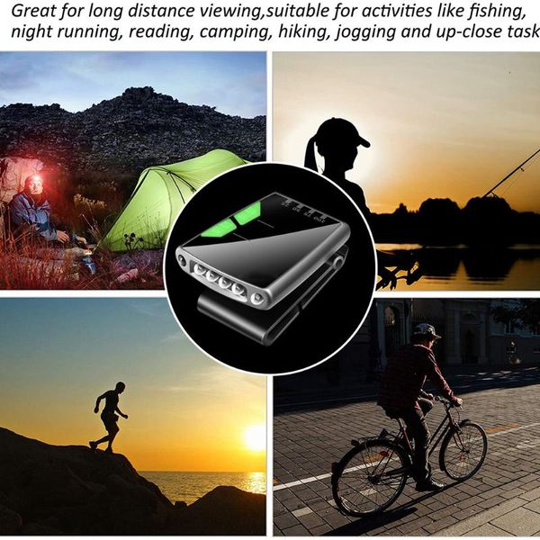 

rechargeable 4 led motion sensor light intelligent clip cap lamp outdoor waterproof headlight camping fishing headlamps